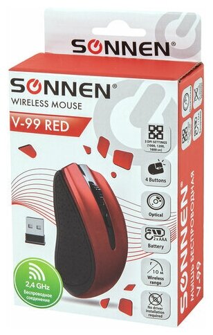 Мышь Sonnen V99 USB Red 513529