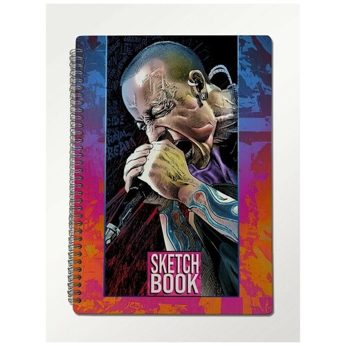 Скетчбук блокнот, А4 крафт-бумага, 50 листов с деревянной обложкой Музыка Linkin Park Линкин Парк Честер Беннингтон - 437