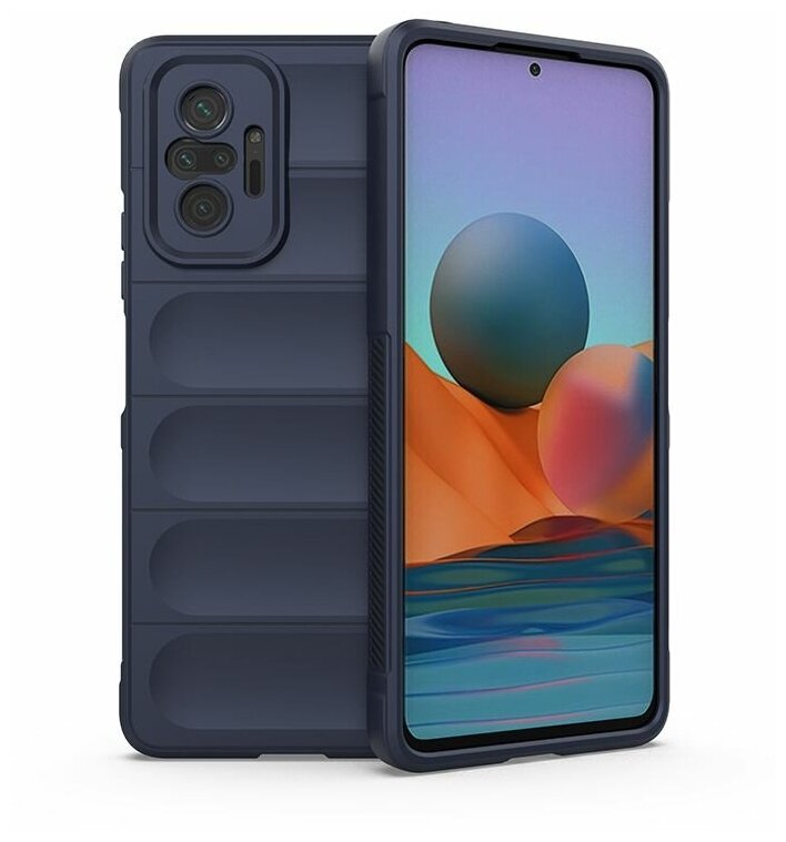 Противоударный чехол Flexible Case для Xiaomi Redmi Note 10 Pro синий