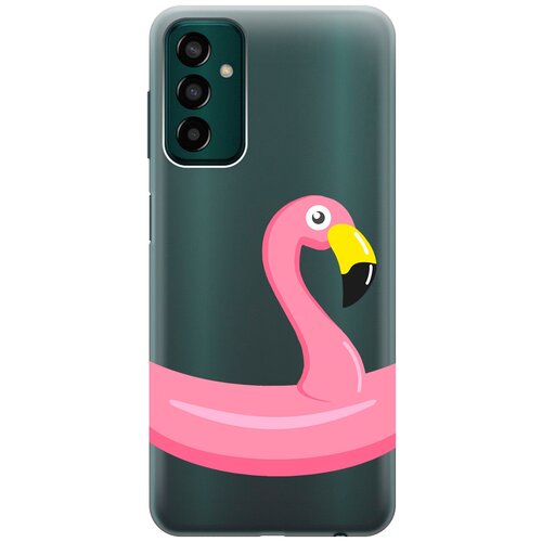 Силиконовый чехол с принтом Flamingo Swim Ring для Samsung Galaxy M13 / Самсунг М13 силиконовый чехол на samsung galaxy m13 самсунг м13 с 3d принтом duck swim ring прозрачный