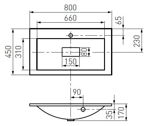 Раковина AQUATON премьер 800, белая (1A702831PR010) - фотография № 2