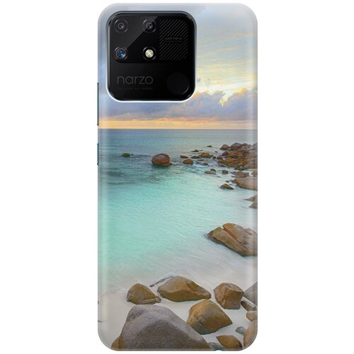 Силиконовый чехол на Realme narzo 50A, Рилми Нарзо 50А с принтом Каменистый пляж силиконовый чехол на realme 6 pro рилми 6 про с принтом каменистый пляж