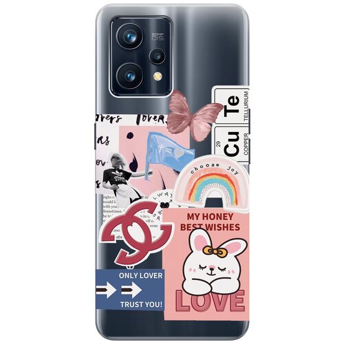 Силиконовый чехол с принтом Cute Stickers для Realme 9 Pro+ / Рилми 9 Про+ силиконовый чехол с принтом cute stickers для realme 9 pro рилми 9 про