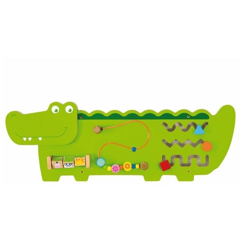 VIGA Игровая панель Крокодил (дерево) 910х320х60 мм VG50469 с 1 года игрушки для малышей многофункциональный куб бизиборд