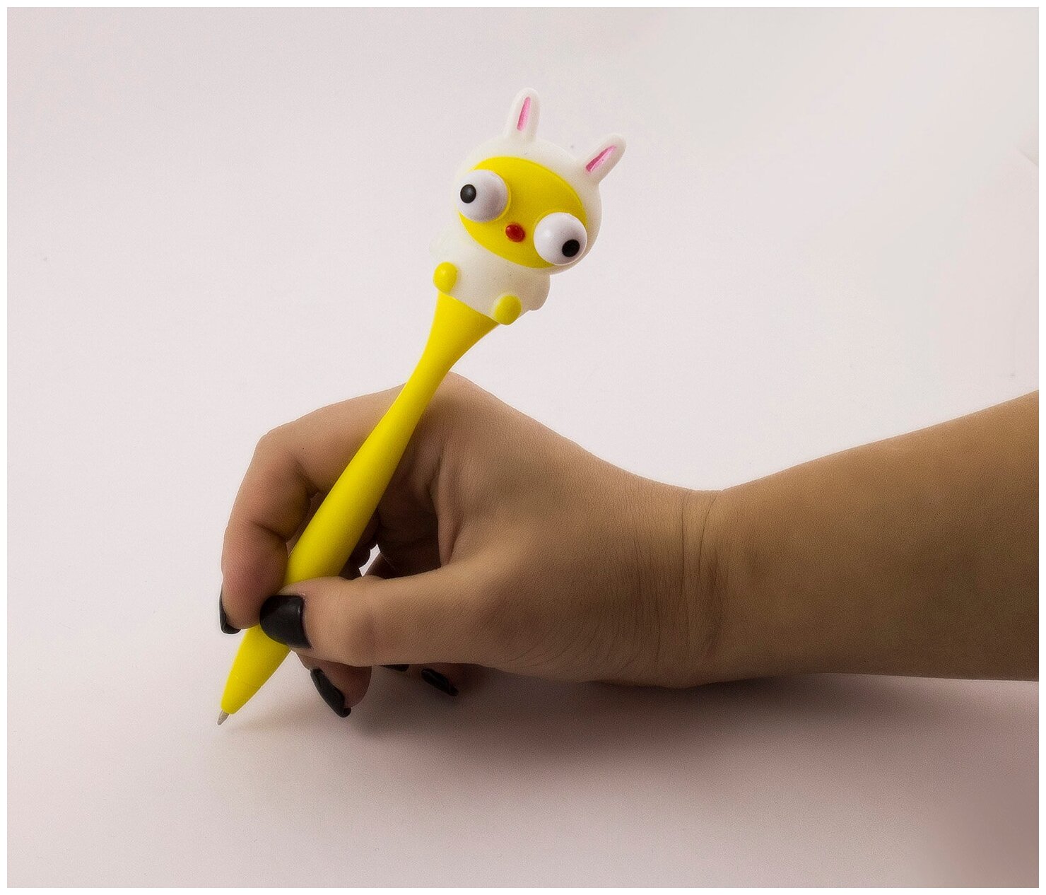 Ручка Лупоглазик Пасхальный Кролик / Зайчик синяя, шариковая, подарочная, с приколом, девочке, мальчику