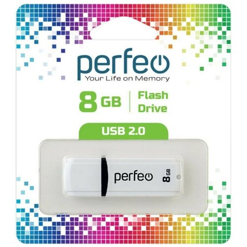 USB Флеш-накопитель USB накопитель Perfeo 8GB C02 White