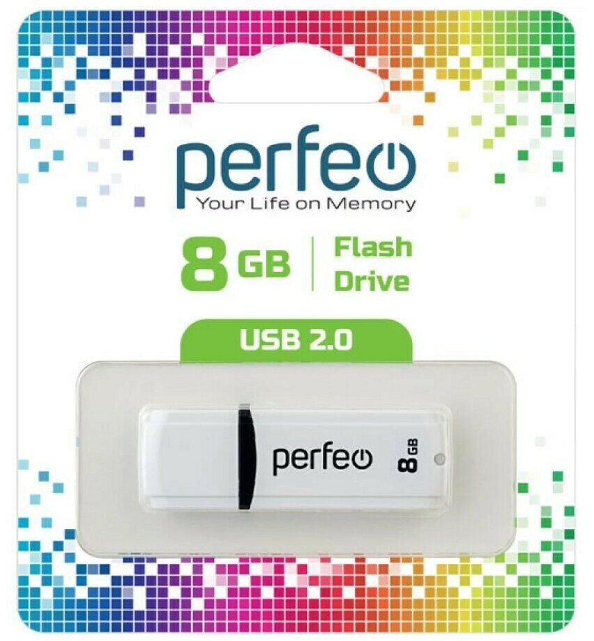 USB Флеш-накопитель USB накопитель Perfeo 8GB C02 White