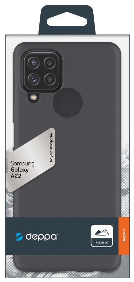 Накладка Gel Color для Samsung Galaxy A22 4G (2021), черный, Deppa 870129