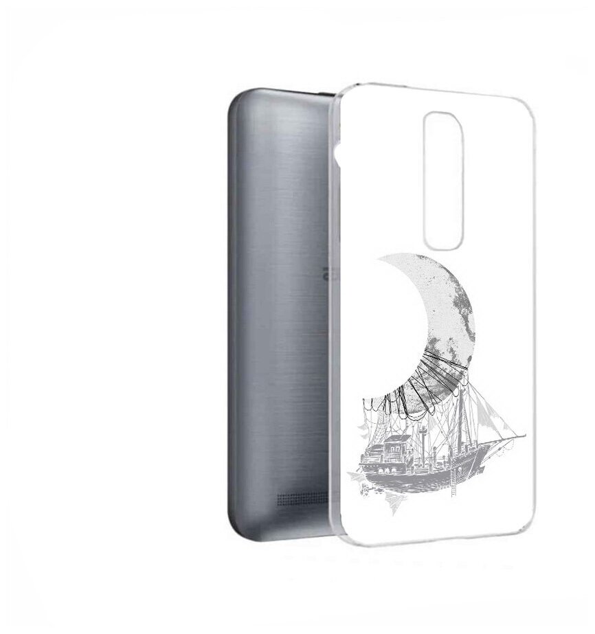 Чехол задняя-панель-накладка-бампер MyPads черно белый корабль полумесяц для ASUS Zenfone 2 Laser ZE601KL 6.0 (Z011D) противоударный