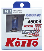 Лампа автомобильная галогенная KOITO Whitebeam III P0744W H4 4500K 12V 60/55W (135/125W) P43t-38 4500K 2 шт.