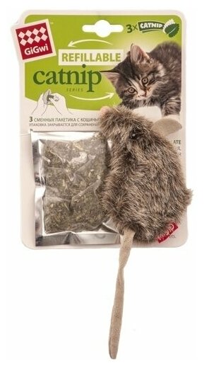 75300 Игрушка для кошек Мышка с кошачьей мятой 10см, серия REFILLABLE CATNIP - фотография № 5