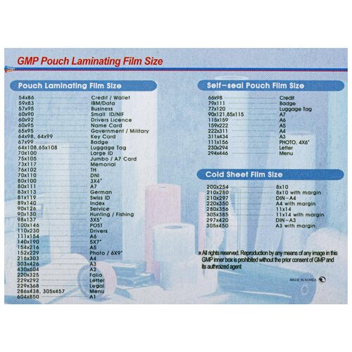 Рулонная пленка для ламинирования GMP Пленка рулонная 330мм*200м 1 шт.