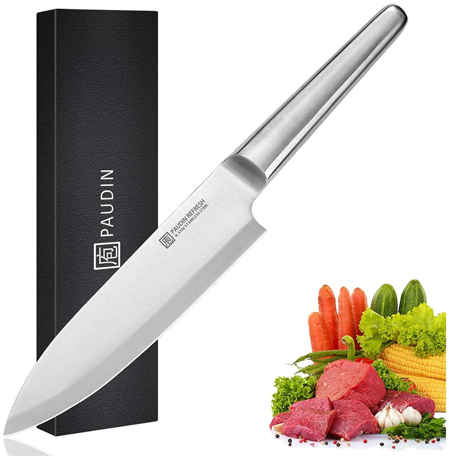 PAUDIN Pro / Нож кухонный профессиональный шеф повара универсальный для мяса и овощей длина лезвия 20 см
