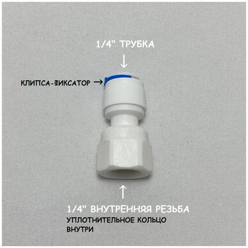 Фитинг прямой переход для фильтра (1/4 внутренняя резьба - 1/4 трубка) из пищевого пластика фитинг прямой переход для фильтра 1 4 внутренняя резьба 1 4 трубка из пищевого пластика