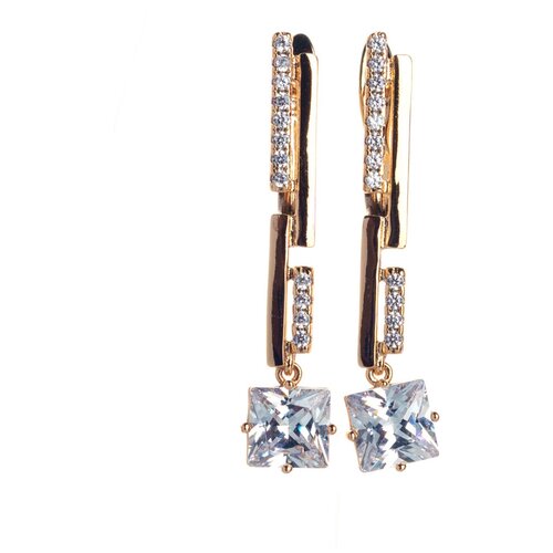 Серьги XUPING JEWELRY, бижутерный сплав, фианит, золотой