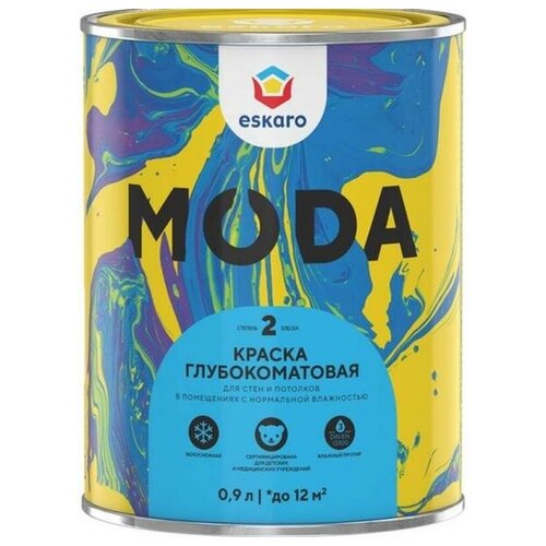 Краска акриловая Eskaro Moda 2 матовая белый 0.9 л 2 кг