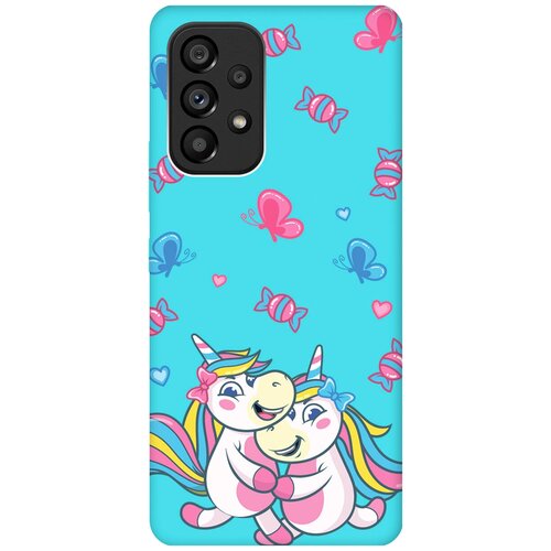 Матовый чехол Unicorns and Candies для Samsung Galaxy A53 5G / Самсунг А53 5Г с 3D эффектом бирюзовый матовый чехол unicorns and candies для samsung galaxy a33 5g самсунг а33 5г с 3d эффектом черный