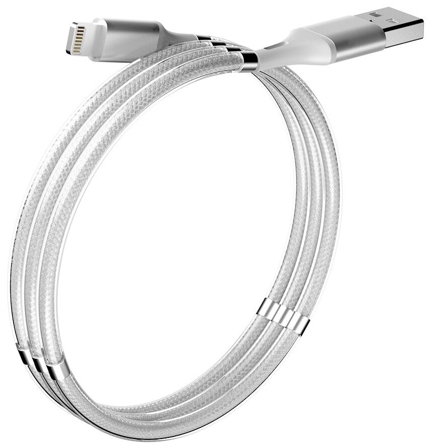 Кабель Lightning-USB "MAGNET" / Кабель для айфона / Шнур для зарядки телефона / 1.2m / 2.1A / Кабель для Iphone / Качественный Чип