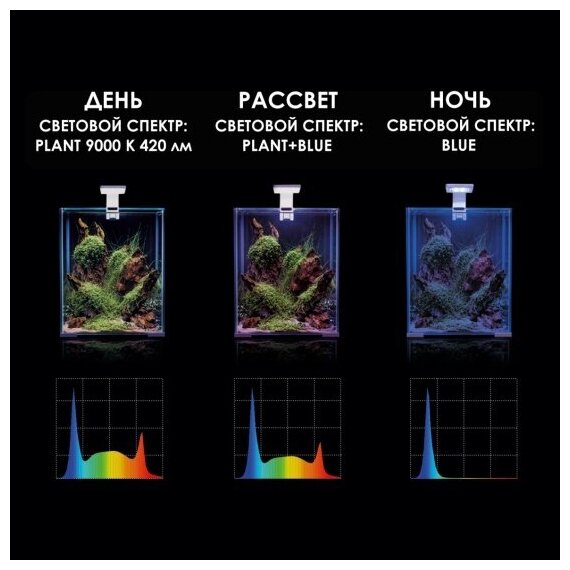 Светильник для аквариума AQUAEL LEDDY SMART Plant Day & Night 4.8 Вт (9000 K, 420 лм) черный - фотография № 12