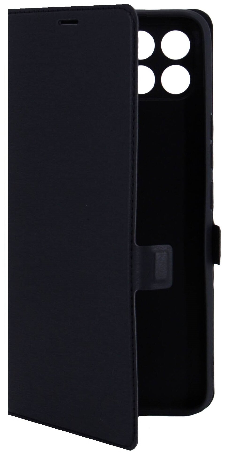 Чехол на Infinix Smart 6 ( Инфиникс Смарт 6 ) эко кожа черный с функцией подставки отделением для пластиковых карт и магнитами, Brozo