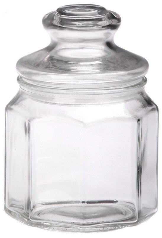 Стеклянная банка для сыпучих продуктов с фигурной стекл крышкой, LATTINA, объем 0,3 л, Mallony (004467)