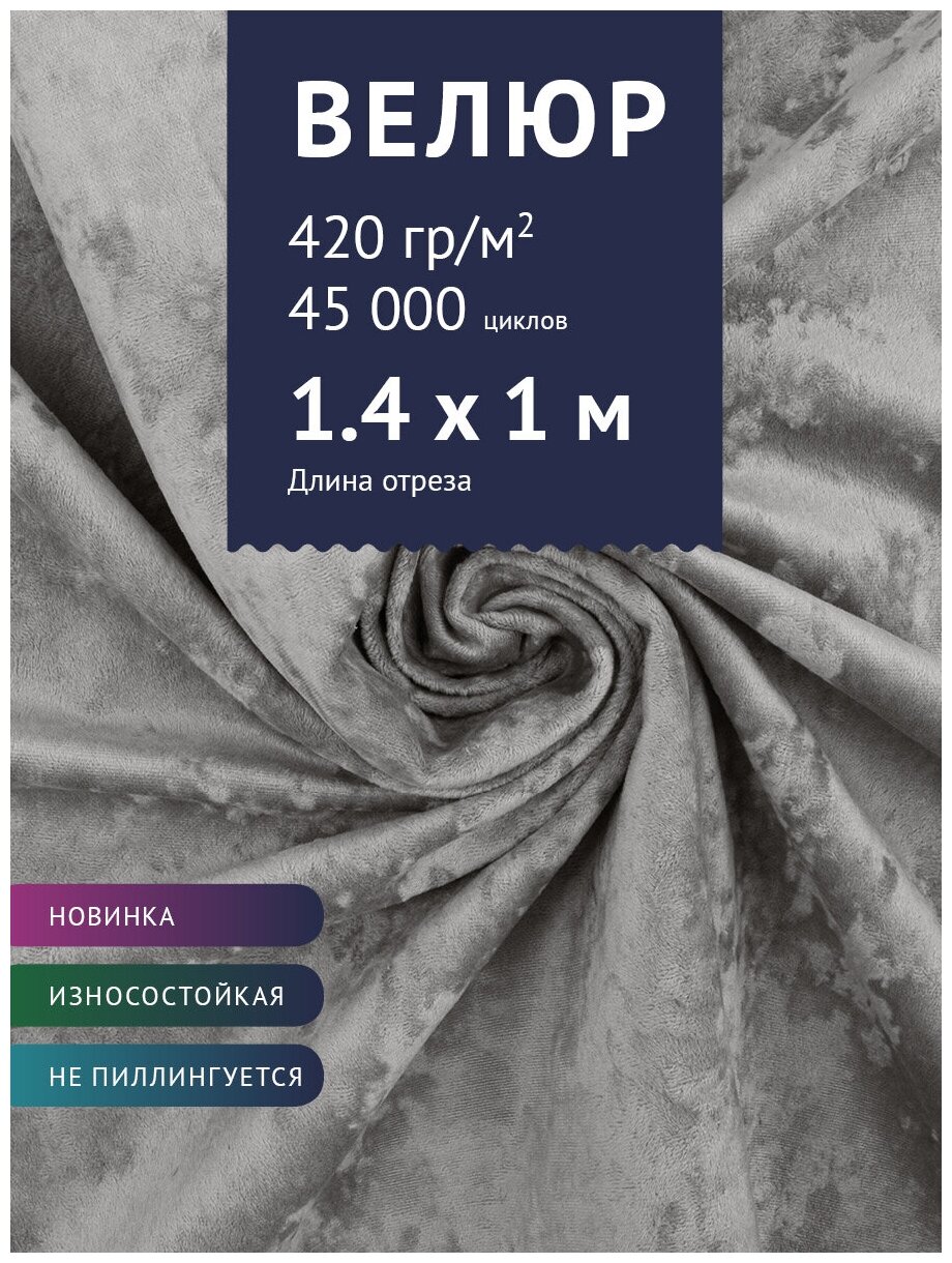 Ткань Велюр, модель Джес, цвет Светло-серый (39) (Ткань для шитья, для мебели)