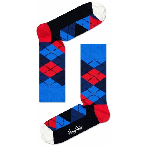 Яркие носки унисекс Argyle Sock с геометрическим принтом, синий с красным, 25