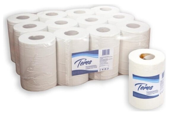 Бумажные полотенца для диспенсеров Терес Комфорт мини 1-слойные 12 рулонов по 120 метров (артикул производителя Т-0130)