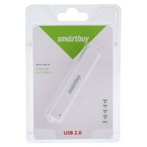 Smartbuy Разветвитель USB (Hub) Smartbuy 408, 4 порта, USB 2.0, белый