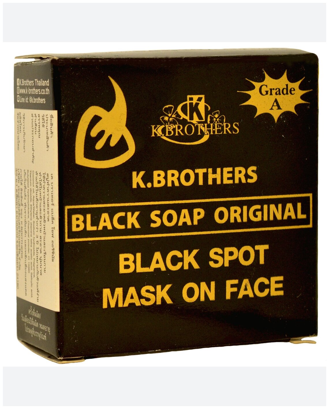 K.Brothers, Тайское мыло для лица против акне и черных точек Black Soap Original, 50гр.