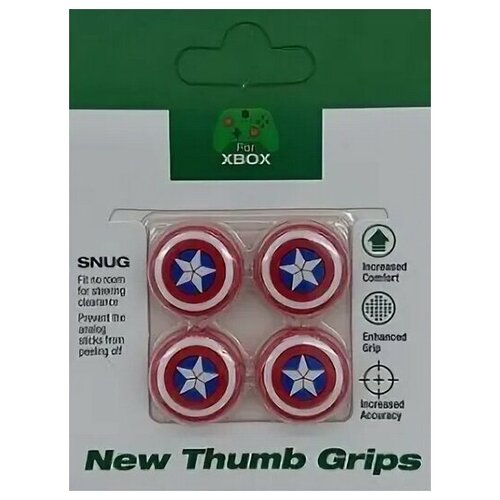 Накладки на стики для геймпада Captain America (4 шт) Белый/Красный/Синий (Xbox One) 2pcs rechargeable battery pack for xbox one one s one x one elite wireless controller 2 in 1 usb cable