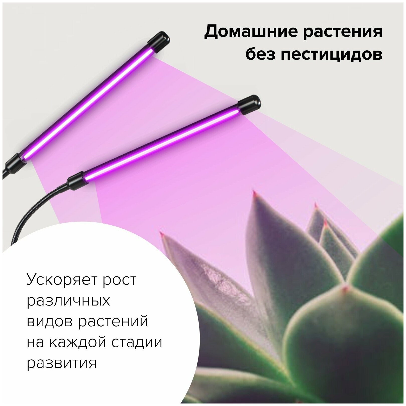 Фитолампа для рассады и растений полного спектра, лампа для растений светодиодная, фито лампа, 2 фитосветильника светодиодных для растений - фотография № 7