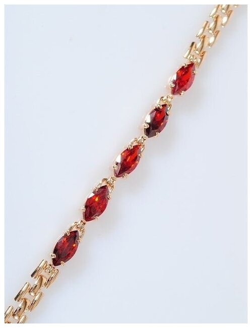 Плетеный браслет Lotus Jewelry, гранат, размер 18 см, красный