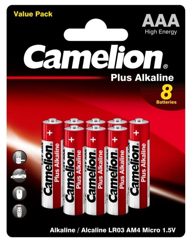 Батарейки Camelion Plus Alkaline BL8 AAA/LR03 (LR03-BP5+3) 8шт/уп