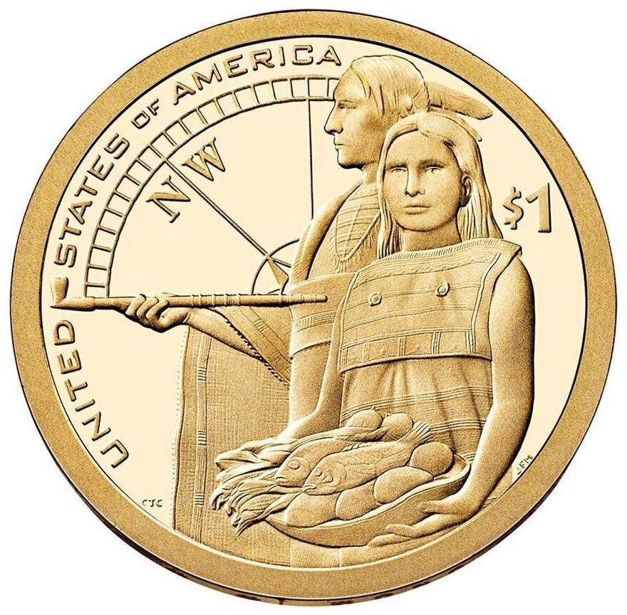 (2014d) Монета США 2014 год 1 доллар "Гостеприимство индейцев" Сакагавея Латунь UNC