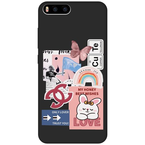 Матовый чехол Cute Stickers для Xiaomi Mi 6 / Сяоми Ми 6 с 3D эффектом черный матовый чехол true king для xiaomi mi 6 сяоми ми 6 с 3d эффектом черный