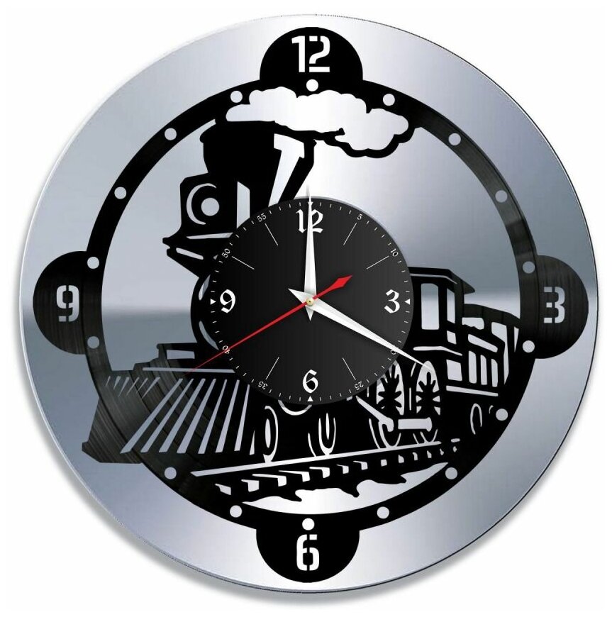 Часы из винила Redlaser "Поезд, поезд, рельсы, железная дорога" VW-12145-2