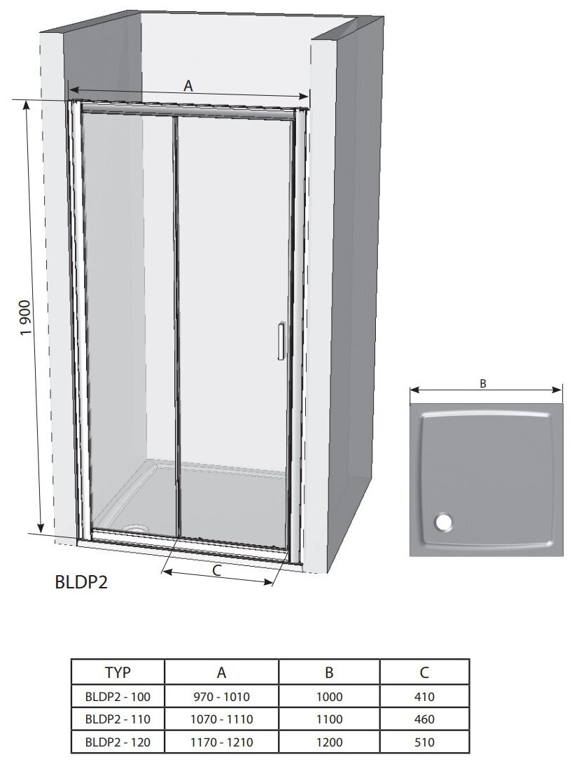 Раздвижные двери RAVAK Blix BLDP2-100 белый/транспарент белый - фотография № 4