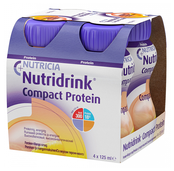 Nutridrink (Nutricia) Compact Protein, готовое к употреблению, 500 мл, 500 г, персик-манго, 4 шт.