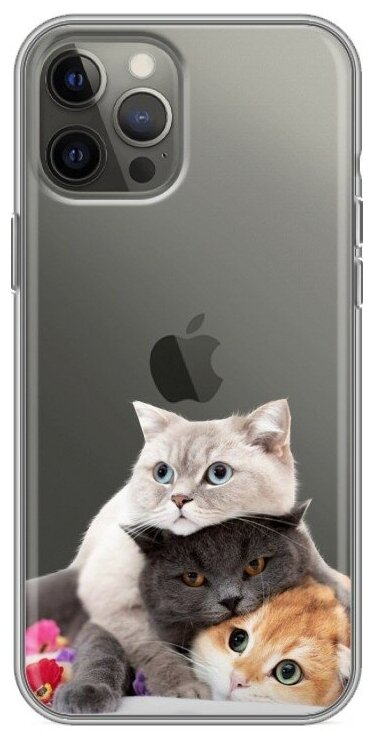 Полупрозрачный дизайнерский силиконовый чехол для Айфон 12 Про Макс / Iphone 12 Pro Max Кошки