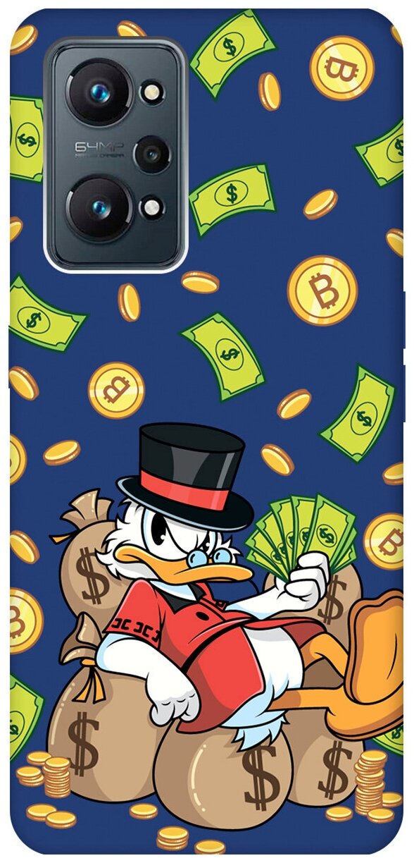 Матовый чехол Rich Scrooge для Realme GT Neo 2 / Рилми ГТ Нео 2 с 3D эффектом синий