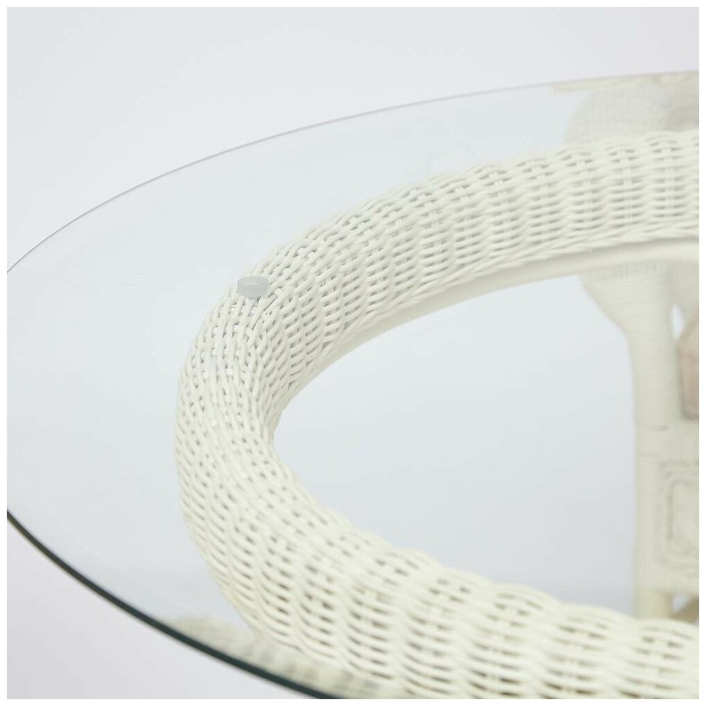 Комплект обеденный "ANDREA GRAND" (стол со стеклом+6 кресел+ подушки) (12 427) TetChair TCH White (белый), Ткань рубчик, цвет кремовый - фотография № 12