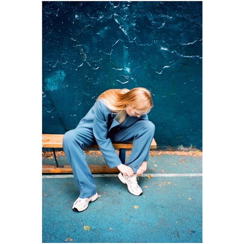 Брюки прямого кроя LESYANEBO Синий топаз