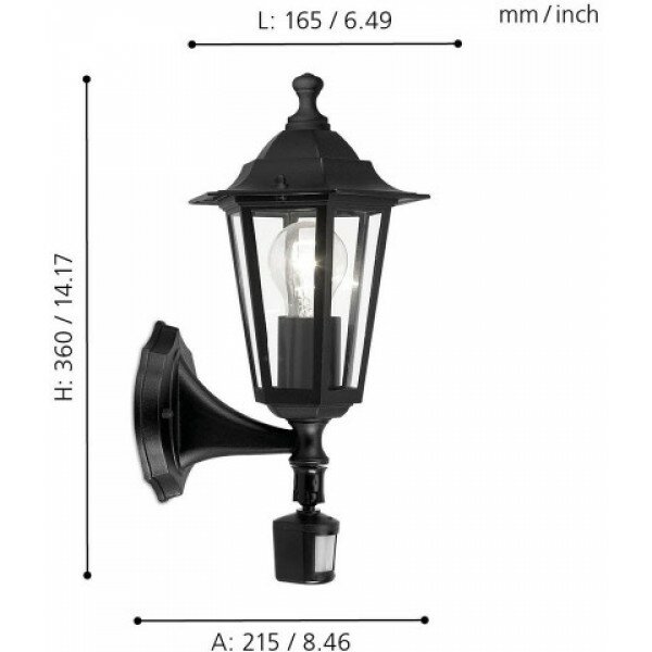 22469 Уличный светильник настенный EGLO LATERNA 4 с датчиком движения