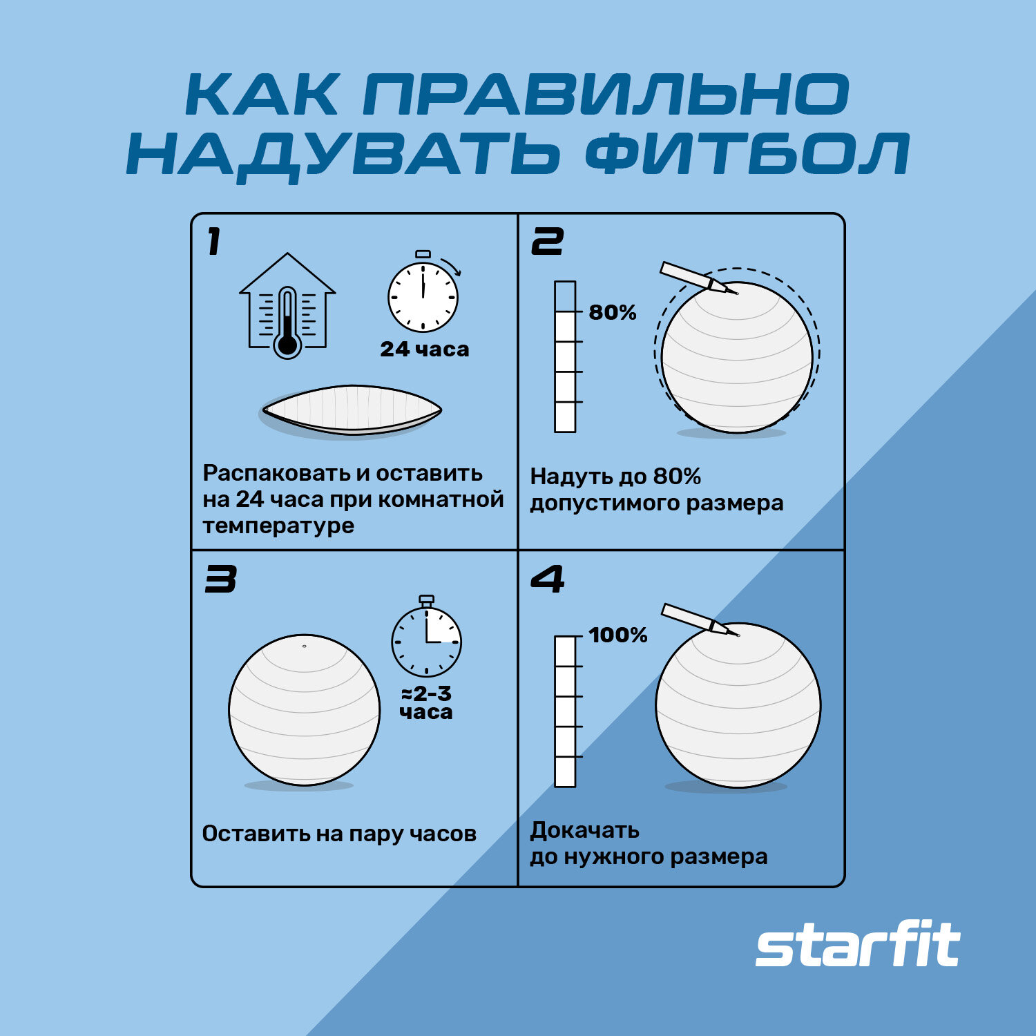 Мяч гимнастический Starfit GB-301 65 см, цвет:синий - фото №7