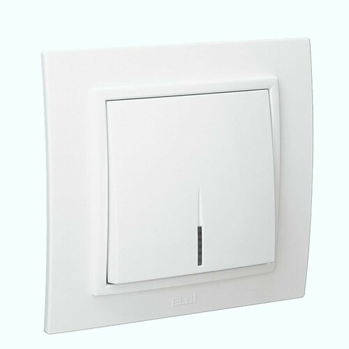 Выключатель с подсветкой EL-BI Zena Vega Natural одноклавишный с рамкой в сборе молочно-белый с/п 500-010200-201