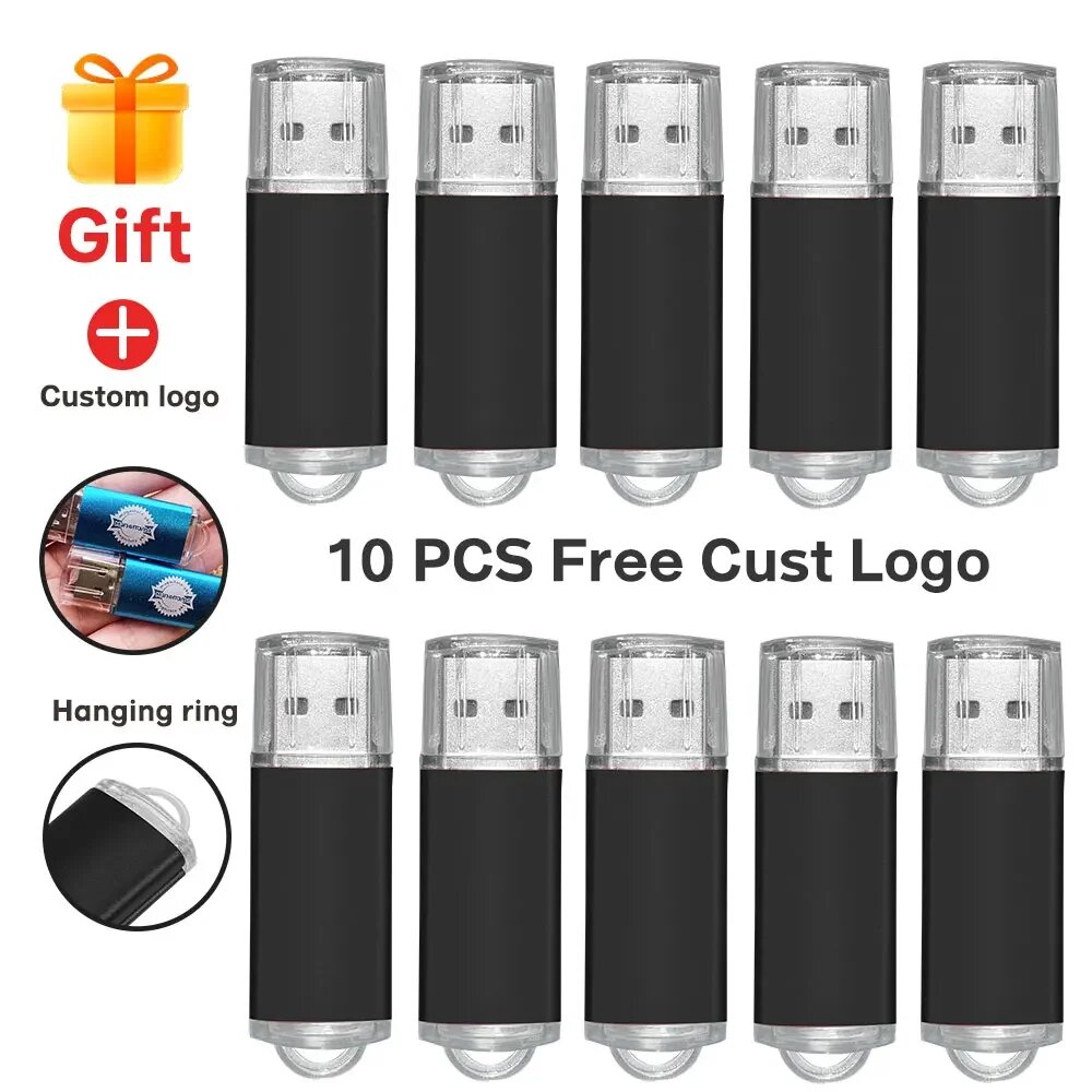 USB флеш-накопитель KFHIREW 10 шт, 256 Мб - 128 Гб, Black, 128 МБ