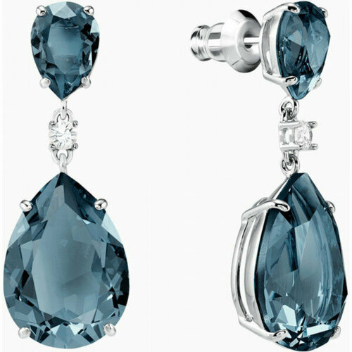 Серьги с подвесками SWAROVSKI кристаллы Swarovski размер 35 мм серебристыйсиний 5350₽