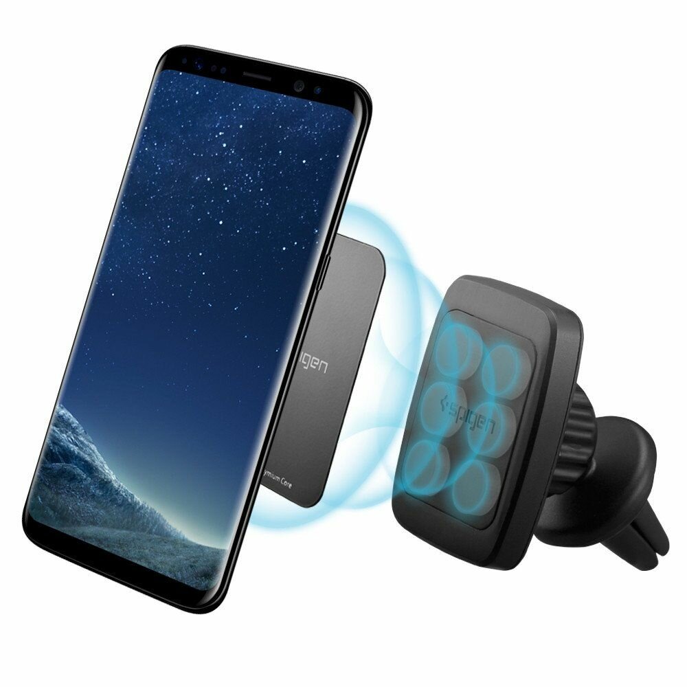 Универсальный автомобильный держатель Spigen на смартфон (000CD20115) Kuel H12 Hexa-Core Magnetic Air Vent Car Mount / Спиген Универсальный автомобильный держатель для смартфона Черный