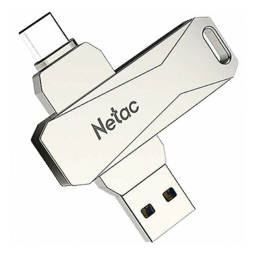 USB OTG флешка Netac U782С 128 Гб Light Silver серебристый, серый